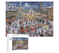 Creative Challenge - Christmas Market Magic Scene, 500 PCS, Wooden Jigsaw Puzzle for Adults, New Year Puzzle Gift - to Assemble, Frame And Display