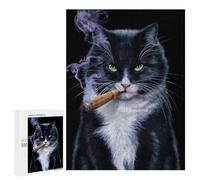 Creative Challenge - Cigar Cat Cool Smoke, 500 PCS, Displayable Picture Puzzle, Year-End Present; for Couples, Friends And Family
