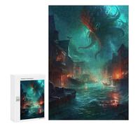Creative Challenge - City Under Siege by Sea Monster, 300 PCS, Challenging Puzzle for Adults, New Year Decoration - for A Rewarding Weekend Challenge