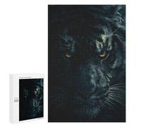 Creative Challenge - Close-up of A Black Tiger's Face, 1000 PCS, Wooden Art Puzzle, Gift for Winter Evenings - for Quiet Evenings And Focused Play