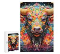Creative Challenge - Colorful Bull Illustration-2, 1000 PCS, Adult Wooden Jigsaw, Weekend Puzzle Project, for Screen-Free Relaxation at Home