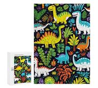 Creative Challenge - Colorful Dinosaur Garden -1, 300 PCS, Adult Wooden Jigsaw, Weekend Puzzle Project, for Screen-Free Relaxation at Home