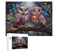 Creative Challenge - Colorful Owls in Enchanted Forest, 500 PCS, Adult Tabletop Puzzle, New Year Puzzle Gift; for Shared Table Time