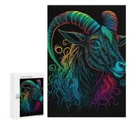 Creative Challenge - Colorful Ram Art Print-1, 300 PCS, Displayable Picture Puzzle, Family Puzzle Night - to Assemble, Frame And Display