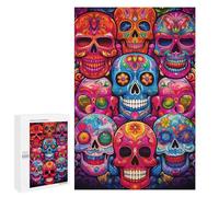 Creative Challenge - Colorful Sugar Skulls Artwork-1, 1000 PCS, Jigsaw Puzzle for Adults, Weekend Puzzle Project - to Assemble, Frame And Display