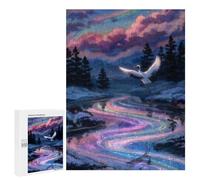 Creative Challenge - Crane over A Rainbow River, 500 PCS, Wooden Art Puzzle, Winter Gift - for A Rewarding Weekend Challenge