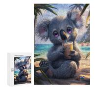 Creative Challenge - Cute Koala on Beach, 300 PCS, Wooden Picture Puzzle for Grown-Ups, New Year Puzzle Gift; for Couples, Friends And Family