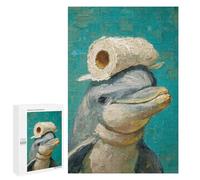 Creative Challenge - Dolphin with Hat Painting, 1000 PCS, Wooden Art Puzzle, Gift for Puzzle Lovers; for Shared Table Time