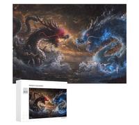Creative Challenge - Dragons Battle in Stormy Skies, 300 PCS, Challenging Puzzle for Adults, New Year Gift, for Screen-Free Relaxation at Home