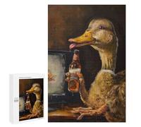 Creative Challenge - Drunk Duck Drinking Beer, 1000 PCS, Wooden Art Puzzle, Holiday-Season Gift, for Mindful Indoor Entertainment