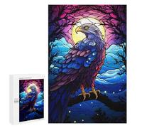 Creative Challenge - Eagle Colorful Staind Gl, 1000 PCS, Wooden Art Puzzle, Gift for Winter Evenings - for Quiet Evenings And Focused Play