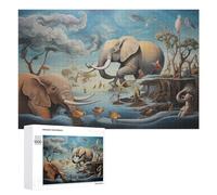 Creative Challenge - Elephant Haven A Wildlife Sanctuary, 1000 PCS, Wooden Jigsaw Puzzle for Adults, Screen-Free Activity - for Quiet Evenings And Focused Play