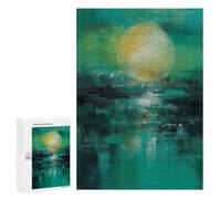 Creative Challenge - Emerald Horizon - Abstract Sun And Water Reflection, 300 PCS, Adult Tabletop Puzzle, Seasonal Gift, for Relaxing Solo Or Group Play