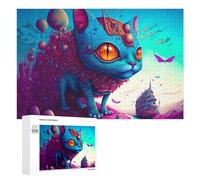 Creative Challenge - Fantasy Cat in A Whimsical World -1, 1000 PCS, Displayable Picture Puzzle, Winter Gift; for Shared Table Time