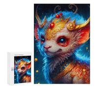Creative Challenge - Fantasy Horned Beast Art Print, 300 PCS, Challenging Puzzle for Adults, Birthday Gift - to Assemble, Frame And Display
