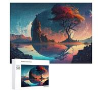 Creative Challenge - Fantasy Landscape with Trees And Planets, 500 PCS, Challenging Puzzle for Adults, Gift for Winter Evenings - to Assemble, Frame And Display