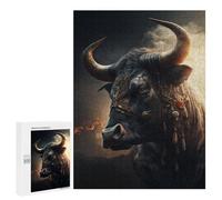 Creative Challenge - Ferocious Buffalo, 500 PCS, Decorative Jigsaw for Grown-Ups, Year-End Present - to Assemble, Frame And Display