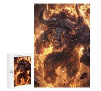 Creative Challenge - Flaming Minotaur Charge, 1000 PCS, Wooden Brain Teaser for Adults, Weekend Puzzle Project, for Screen-Free Relaxation at Home