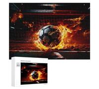 Creative Challenge - Flaming Soccer Ball in Action, 300 PCS, Wooden Brain Teaser for Adults, Mindful Gift for Adults - for Detail-Focused Puzzlers