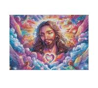 Creative Challenge for Adults with Jesus Cloud Heart Religious Faith Spiritual 300 Piece Puzzle Fun And Perfect for Hobby 300 PCS（40x28cm）