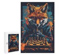 Creative Challenge - Fox Master Chess Strategy, 1000 PCS, Wooden Art Puzzle, New Year Decoration; for Couples, Friends And Family