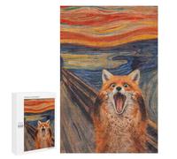 Creative Challenge - Fox Screaming in Edvard Munch's The Scream, 1000 PCS, Wooden Brain Teaser for Adults, Festive Gift for Adults, for Mindful Indoor Entertainment
