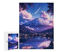 Creative Challenge - Fuji Mountain Stars Scene, 500 PCS, Displayable Picture Puzzle, New Year Party Activity - for A Rewarding Weekend Challenge