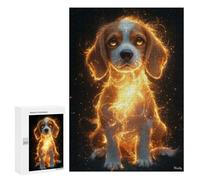 Creative Challenge - Golden Glow Beagle Puppy - Mystical Dog Art - Enchanted Canine Portrait, 300 PCS, Decorative Jigsaw for Grown-Ups, Festive Gift for Adults, for Relaxing Solo Or Group Play