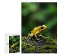 Creative Challenge - Golden Poison Frog on Mossy Branch, 300 PCS, Wooden Brain Teaser for Adults, Festive Gift for Adults, for Mindful Indoor Entertainment