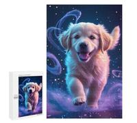Creative Challenge - Golden Retriever Puppy with Magic, 1000 PCS, Decorative Jigsaw for Grown-Ups, Year-End Present - to Assemble, Frame And Display