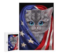 Creative Challenge - Grey Kitten USA Patriot, 500 PCS, Displayable Picture Puzzle, Seasonal Home Décor - for Detail-Focused Puzzlers