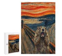 Creative Challenge - Groundhog Screaming in Edvard Munch's The Scream, 1000 PCS, Decorative Wooden Puzzle, Winter Gift, with A Decorative Finished Picture