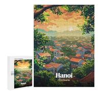 Creative Challenge - Hanoi, Vietnam Cityscape Illustration, 500 PCS, Displayable Picture Puzzle, New Year Party Activity - for A Rewarding Weekend Challenge