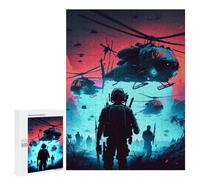 Creative Challenge - Helicopter Swarm Silhouette, 500 PCS, Challenging Puzzle for Adults, Holiday-Season Gift, for Relaxing Solo Or Group Play
