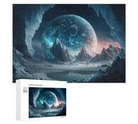 Creative Challenge - Icy Alien Planet with Glowing Core, 300 PCS, Challenging Puzzle for Adults, Holiday-Season Gift, for Relaxing Solo Or Group Play