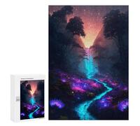 Creative Challenge - Illuminated Forest Cascade, 300 PCS, Wooden Picture Puzzle for Grown-Ups, Festive Gift for Adults; for Shared Table Time