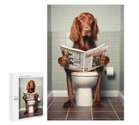 Creative Challenge - Irish Setter on The Toilet, 1000 PCS, Wooden Brain Teaser for Adults, Weekend Puzzle Project, for Screen-Free Relaxation at Home