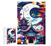 Creative Challenge - Japan Temple Abstract, 1000 PCS, Wooden Brain Teaser for Adults, New Year Puzzle Gift, with A Decorative Finished Picture
