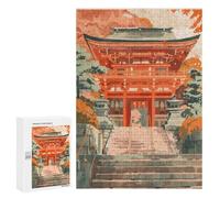 Creative Challenge - Japanese Shinto Temple, 300 PCS, Decorative Wooden Puzzle, Winter Gift, with A Decorative Finished Picture