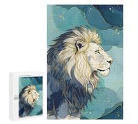 Creative Challenge - Lion Portrait with Abstract Watercolor Background, 1000 PCS, Wooden Brain Teaser for Adults, Festive Gift for Adults, for Mindful Indoor Entertainment