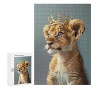 Creative Challenge - Little Lion Pastel Crown, 300 PCS, Decorative Wooden Puzzle, Thoughtful Present, for Mindful Indoor Entertainment