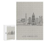 Creative Challenge - Los Angeles Skyline Minimalist Art, 300 PCS, Wooden Art Puzzle, Screen-Free Activity, for Screen-Free Relaxation at Home