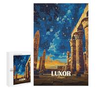 Creative Challenge - Luxor Egypt Ancient Ruins at Night, 1000 PCS, Wooden Picture Puzzle for Grown-Ups, New Year Puzzle Gift; for Couples, Friends And Family