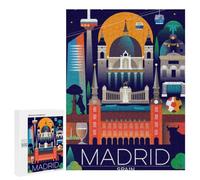 Creative Challenge - Madrid Spain Travel Art, 500 PCS, Decorative Wooden Puzzle, Holiday-Season Gift; for Shared Table Time