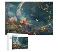 Creative Challenge - Magical Night Garden with Crescent Moon, 300 PCS, Adult Picture Puzzle, New Year Decoration, with A Decorative Finished Picture