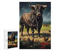 Creative Challenge - Majestic Bull in A Pastoral Setting, 1000 PCS, Wooden Picture Puzzle for Grown-Ups, New Year Puzzle Gift; for Couples, Friends And Family