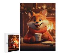 Creative Challenge - Morning Cute Fox Christmas, 500 PCS, Adult Wooden Jigsaw, Weekend Puzzle Project, for Screen-Free Relaxation at Home