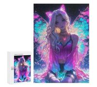 Creative Challenge - Neon Fairy by The Water, 300 PCS, Decorative Jigsaw for Grown-Ups, Seasonal Home Décor, for Mindful Indoor Entertainment