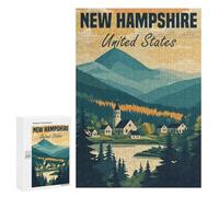 Creative Challenge - New Hampshire Landscape, 300 PCS, Displayable Picture Puzzle, Winter Gift; for Shared Table Time