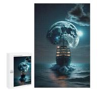 Creative Challenge - Night Voyage Under The Moon, 1000 PCS, Decorative Wooden Puzzle, Thoughtful Present, for Mindful Indoor Entertainment